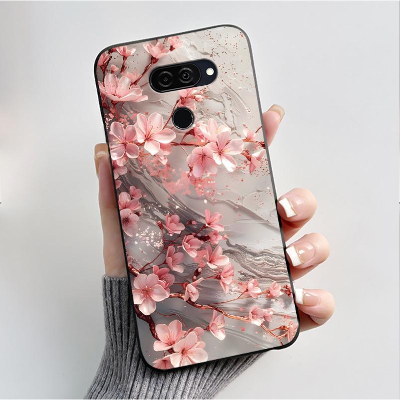 For LG Q70 LM-Q730N Slim Black Soft Silicone Case Luxury Fashion Flowers Butterfly Painted Cover for LG Q70 Q 70 Phone Casing