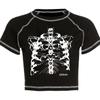 Y2K Black Sweet Girl Slim Skull Print Fun Vintage Graphic Clothes Crop Top E-girl