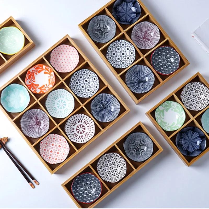 Креативный сетчатый поднос из девяти квадратов, поднос для гарнира с горячим горшочком, разделитель, бамбуковая тарелка для закусок, поднос, деревянная коробка, поднос с блюдцем