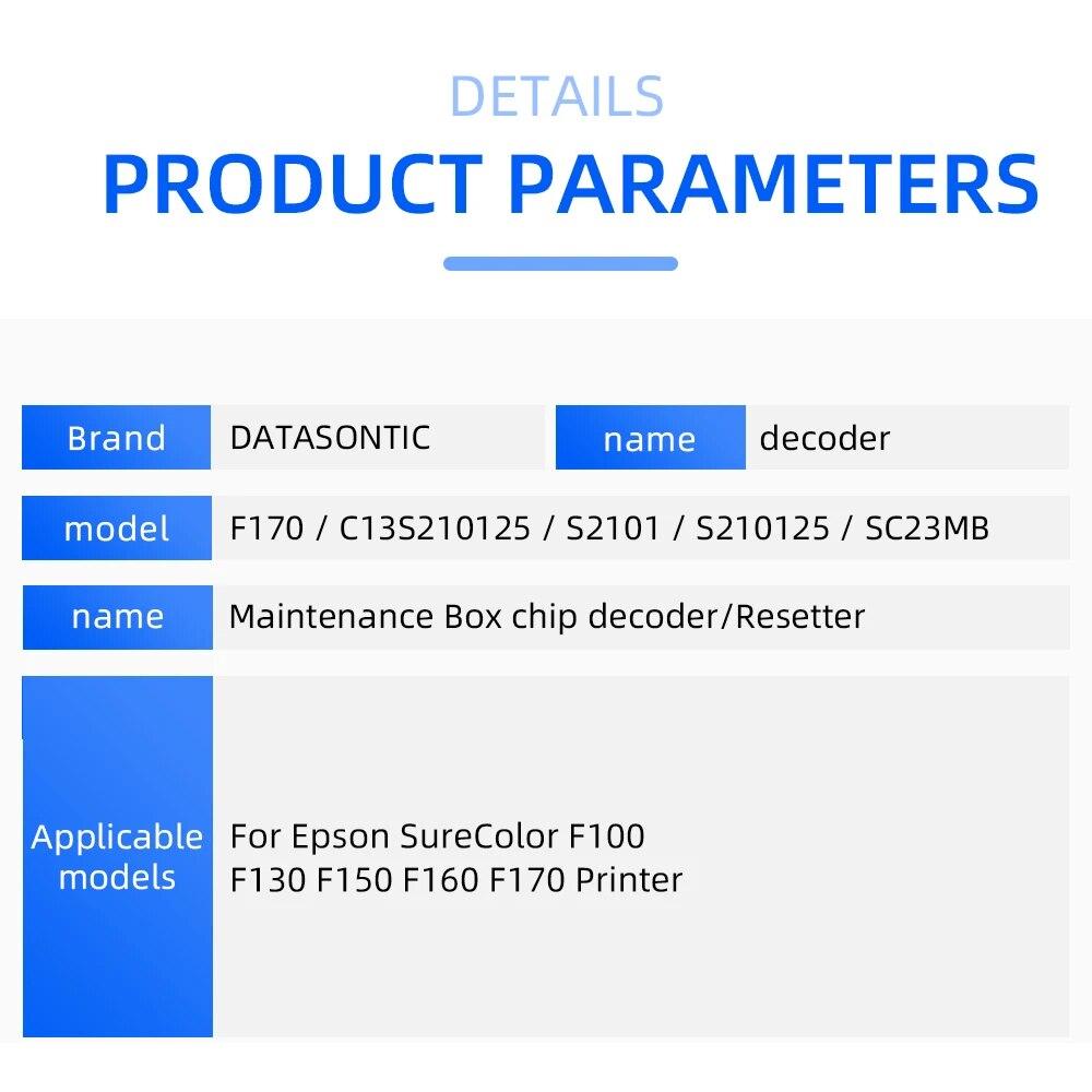 F170 C13S210125 S2101 S210125 чип-декодер SC23MB для Epson SureColor F100 F130 F150 F160 F170, устройство для сброса коробки обслуживания принтера