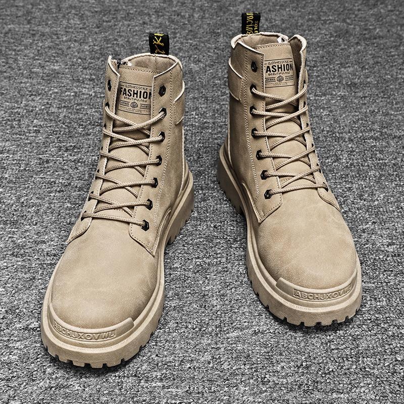 Men's Fashion Sneakers Platform High Top Shoes Men Motor Side Zipper Boot Men Autumn Work Boots Platform Boot Shoes for Men