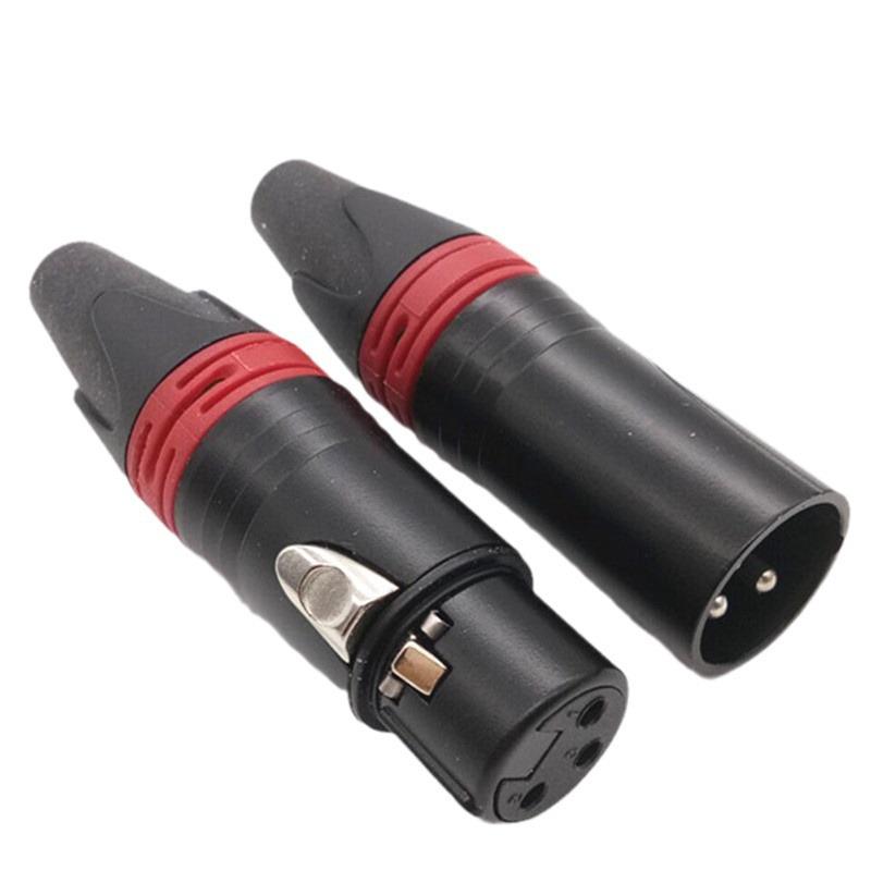 3-контактный XLR-разъем для микрофона, с черным никелированным покрытием (Мужской женский)