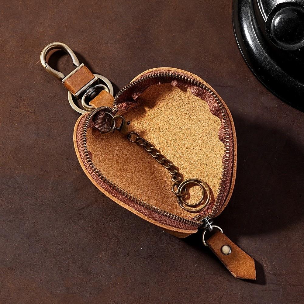 Multi-Color Key Case with Carabiner Crazy Horse Leather Key Storage Bag Leather Key Holder Car Key