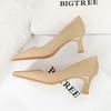 Women's Fashion High Heels Thick Heels, Shallow Mouth Square Head Bright Lacquer Leather Commuter Shoes