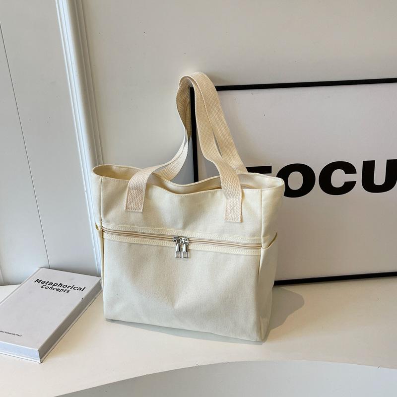 Женская сумка через плечо унисекс, большая вместительная сумка, повседневная универсальная однотонная холщовая сумка для студентов, дорожная сумка на молнии, квадратная сумка