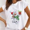 Fashion Kawaii Christmas Snowman Graphics Woman T Shirt 90S Summer Blouses Short Sleeve O-Neck White Female Y2K Crop Top Clothes