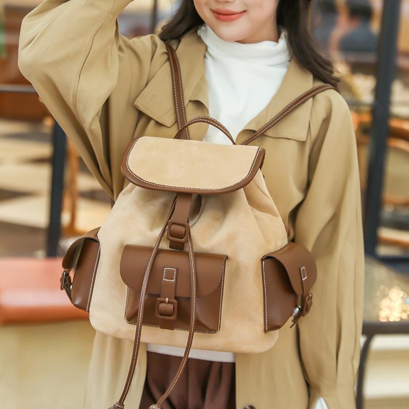 Винтажный рюкзак с цветными блоками, школьный рюкзак в стиле колледжа, дорожный рюкзак