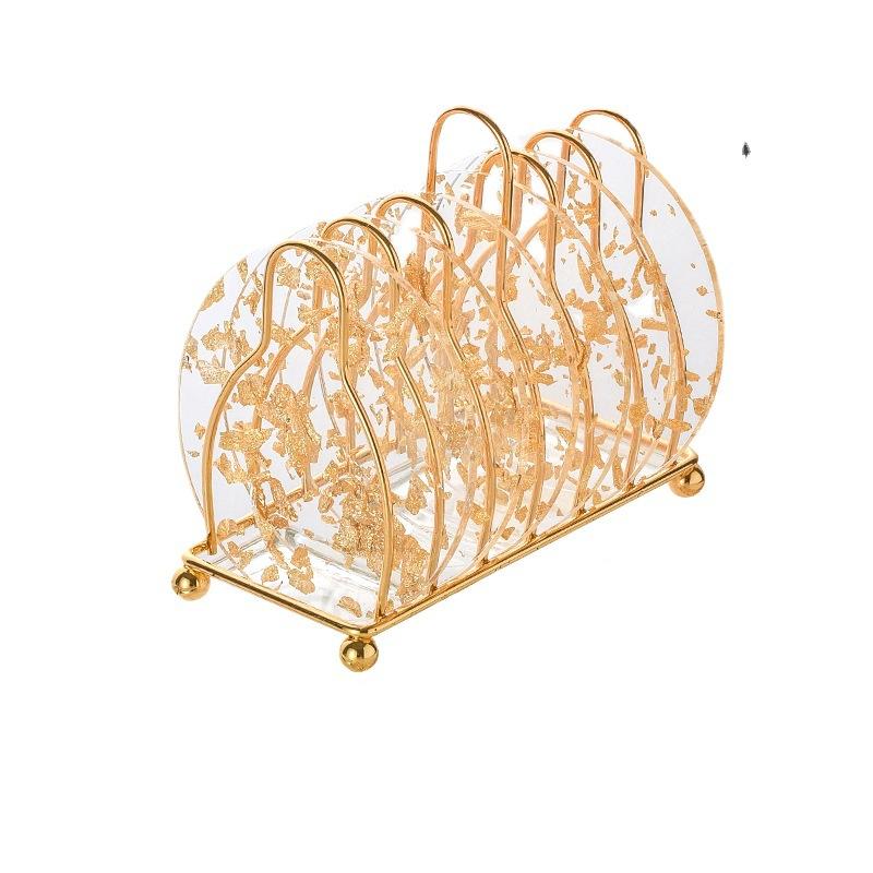 Акриловая подставка из золотой фольги, теплоизоляционный настольный коврик, противоскользящий держатель для чашки, кружка для молока, кофейная чашка, коврики для кухонного стола, декоративные