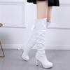 Fashion Black Long Very High Heel Women's Boots Winter Knee Shaft Shoes for Woman Platform White Footwear Spring 2024 Hot Demi-season Pu