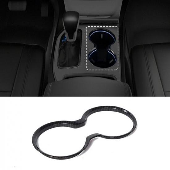Carbon Fiber Gear Shift Cup Holder Cover Trim Frame For Grand Cherokee 2016-