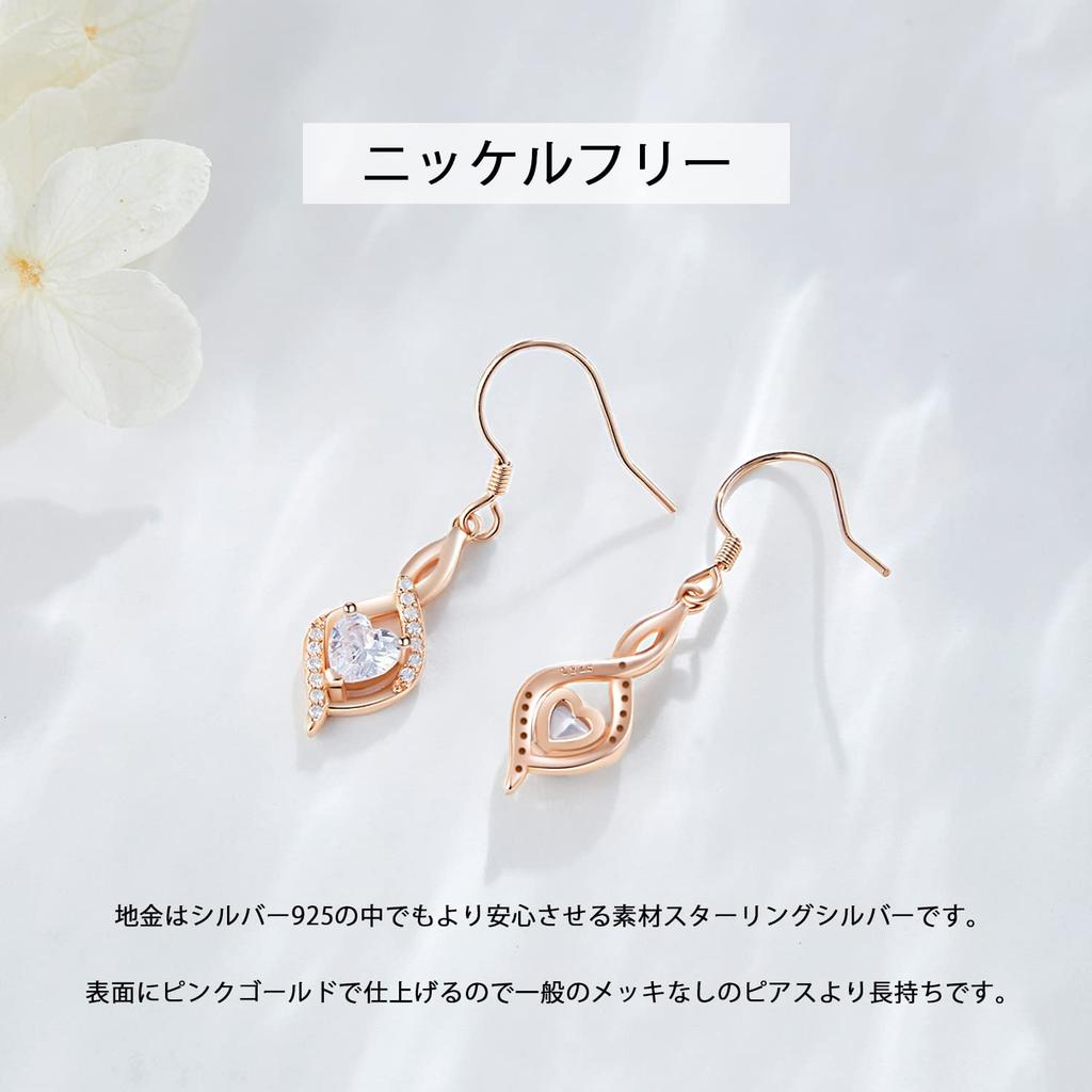 StoryMidir Подвесные серьги-крючки розового цвета с металлической аллергией 925 пробы, высококачественные, без зацепок, с белым фианитом, подарки на годовщины, золотые, серьги, сердце, бесплатно, серебряные,