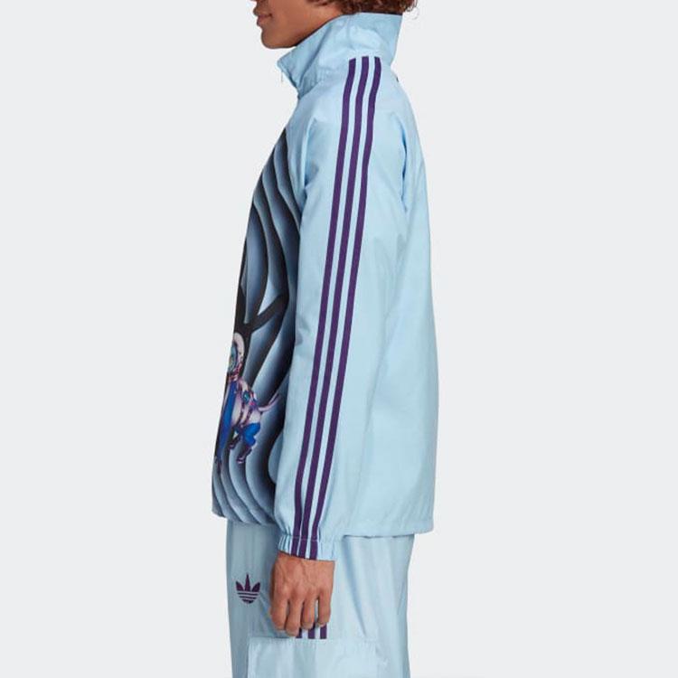 adidas Originals Коллаборация Kerwin Frost Куртка спортивная на молнии с принтом космической собаки Мужская верхняя одежда Розовая Синяя H59928