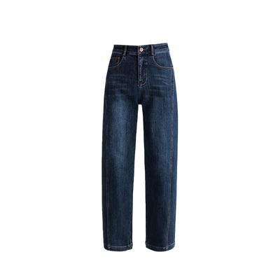 Джинсы с высокой посадкой и интегрированным бархатом с широкими штанинами для женщин, универсальные облегающие прямые брюки в стиле кэжуал, ретро, свободные, брюки-бананы