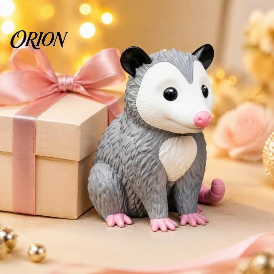 Декоративные фигурки опоссума из PLA, 3D-печатная фигурка опоссума, милая сидящая статуэтка, реалистичные статуи животных для дома, улицы, сада, крыльца, рабочего стола,