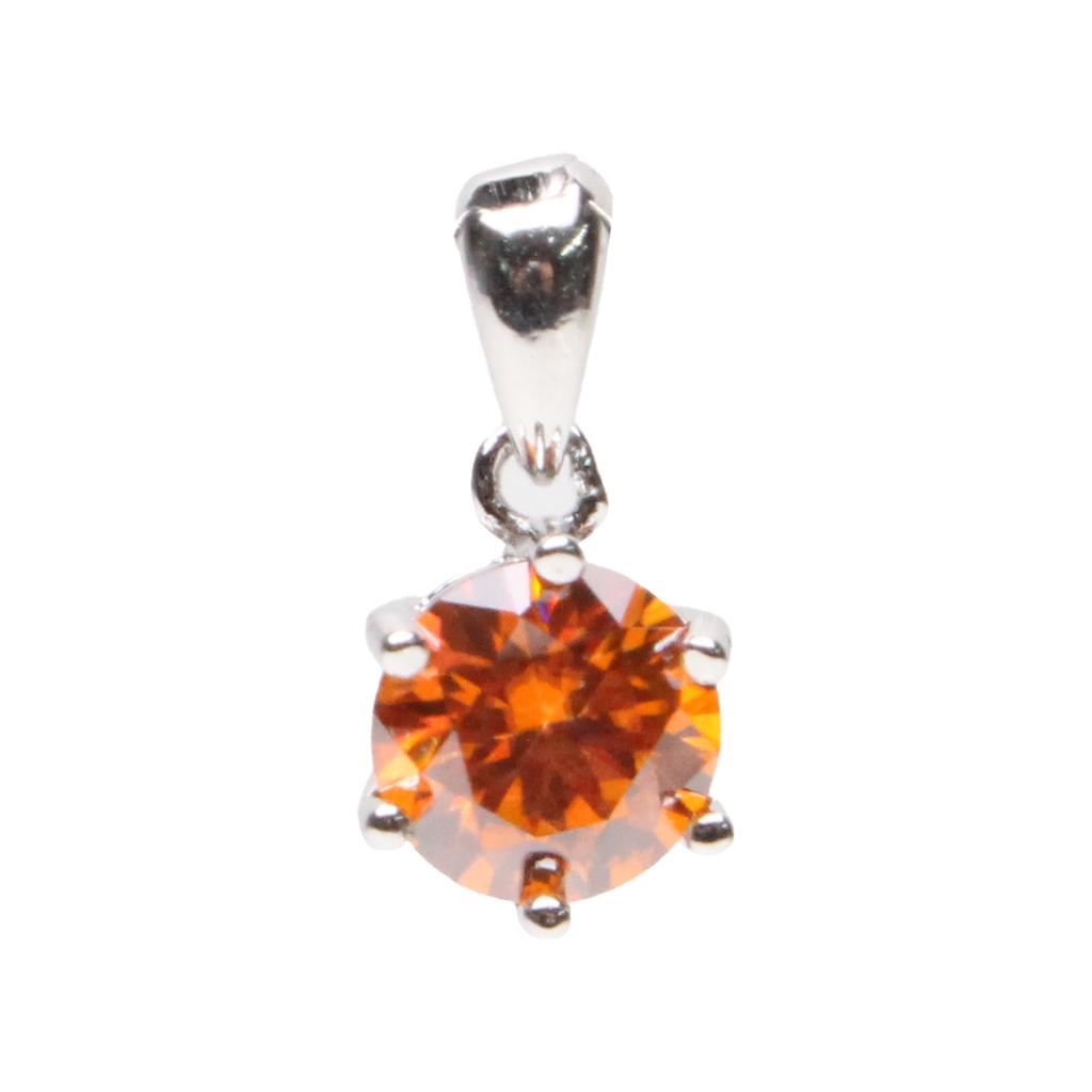 Bien Vetu Orange Moissanite Pendant 1 Carat Simple Prong 473