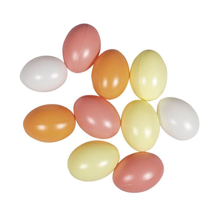 Oeufs en plastique - RAYHER - 6cm ø - Couleur abricot - Décoration de fête - Mixte