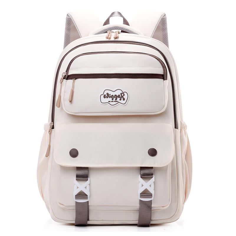 Children's Schoolbag Solid Color Women's Large Capacity Backpack Water-Repellent Backpack Student Backpack