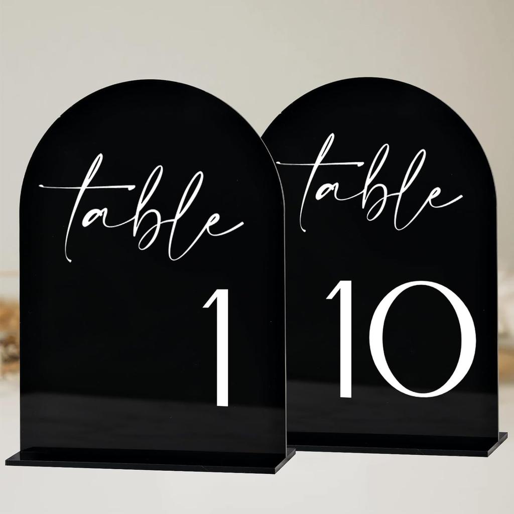 Arch Acrylic Wedding Table Number Card with Stand Mirrored Table Number Holder for Wedding Reception,Party,Anniversaries,Event
