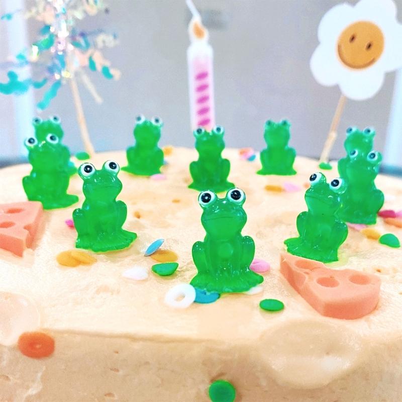 Набор из 15 зеленых светящихся миниатюрных лягушек, смоляных фигурок, светящихся в темноте, украшений для дома, сада, ландшафтного декора