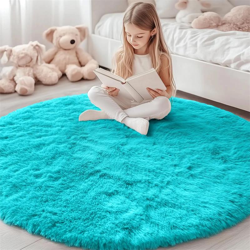 Plush Carpets Fluffy Ultra Soft Indoor Modern Area Rugs Living Room Play Mats Fluffy Round Rugs For Girls Bedroom