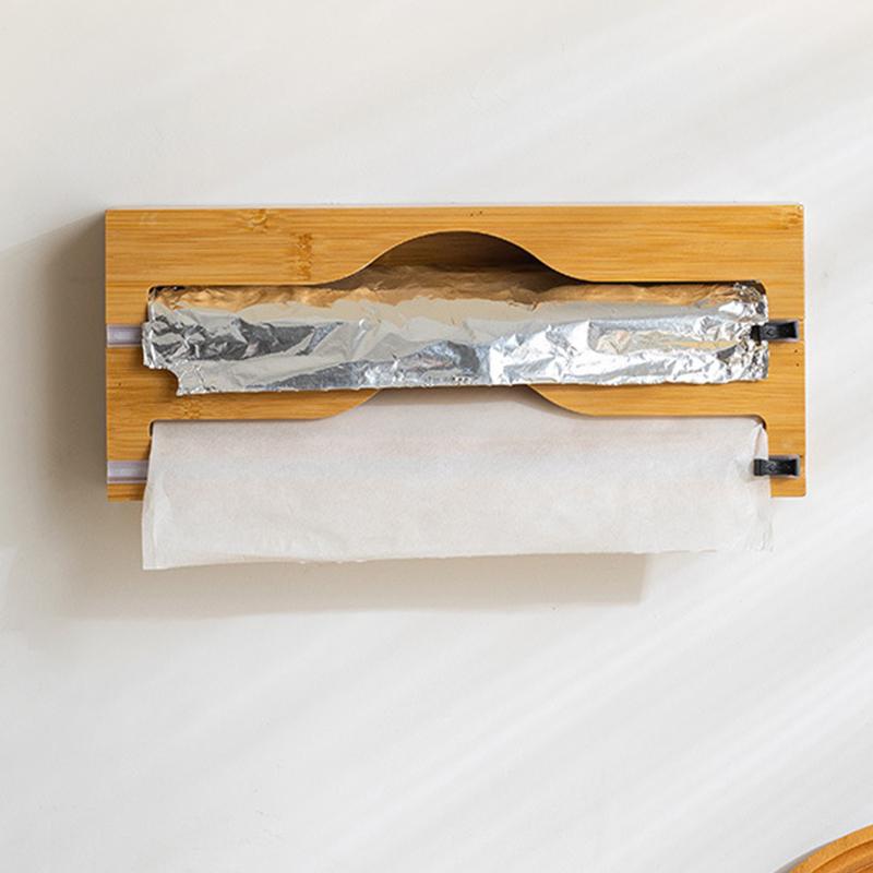 1 шт. Бамбуковая кухонная термопленка Daliy 2-в-1 Органайзер для упаковки Ресторан Алюминиевая фольга Резак Дом 1 Диспенсер для резки