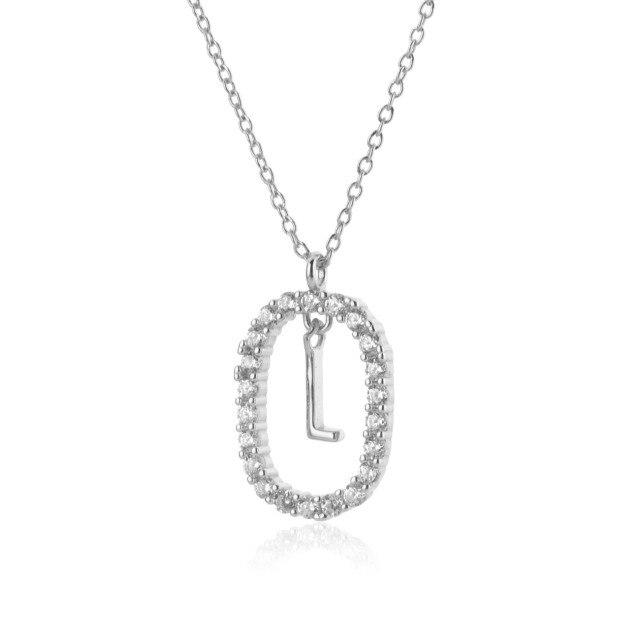 Sterling Color Gold Tone 26 Letters Z Alphabet Initial Long Chain Necklaces Ovals High End Jewelry Crystal Stone Cubic Zircon ChokerLuxury