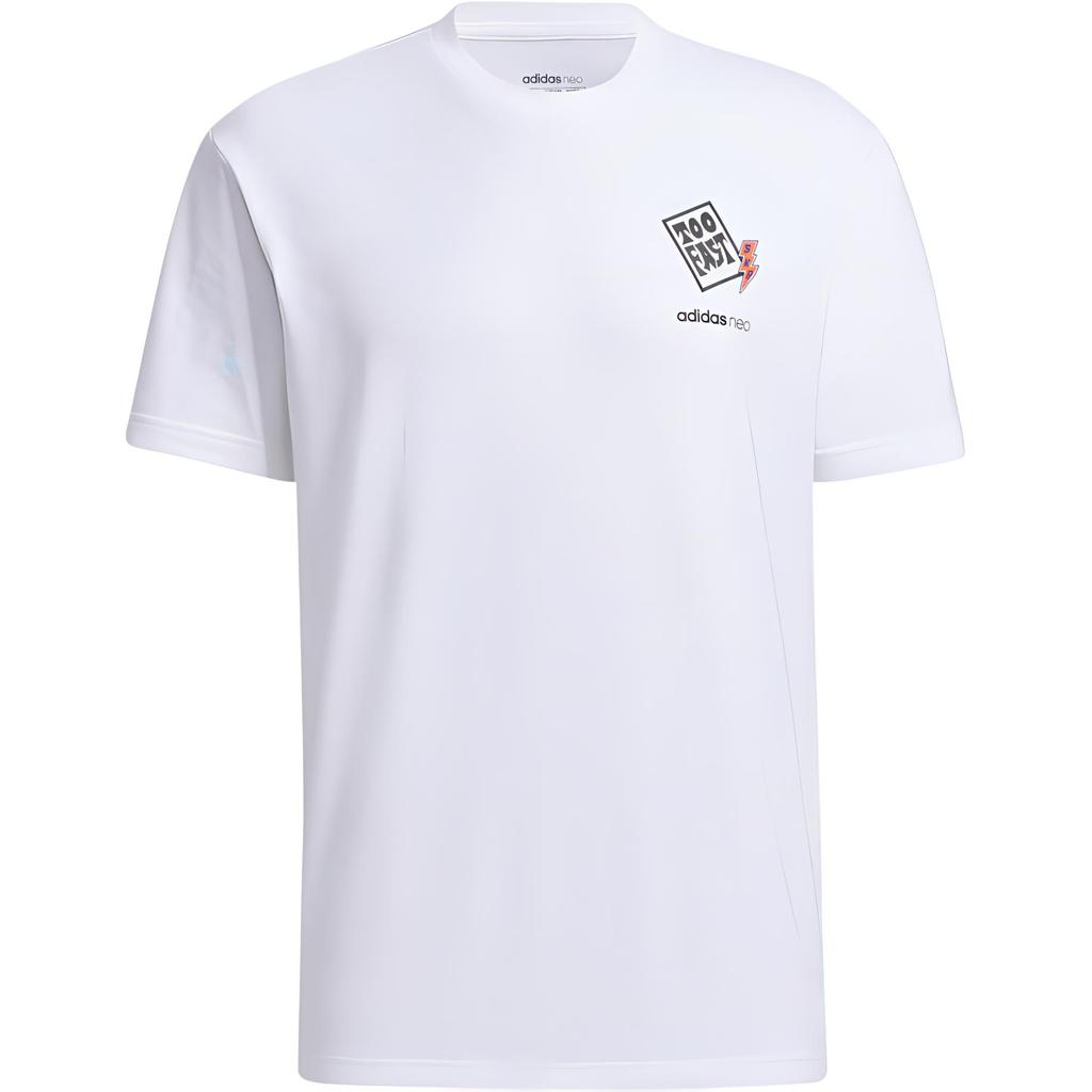 Adidas Neo Logo Print Sport Short Sleeve T-Shirt Men Tops White GP4810