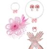 Набор женских шляпок-fascinator для чаепития, повязка на голову для чаепития, кружевные перчатки, набор жемчужных ожерелий для чаепития, свадебные аксессуары