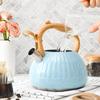 3-литровый чайник из нержавеющей стали, синий, каплевидной формы (BPA-Free) со свистком-индикатором закипания. Совместимо с индукционными варочными панелями