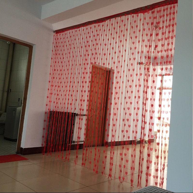 Романтическая занавеска с линией любви, занавеска на дверь с кисточками, милая занавеска с персиковым сердечком, перегородка, подвесная занавеска (1 шт.)