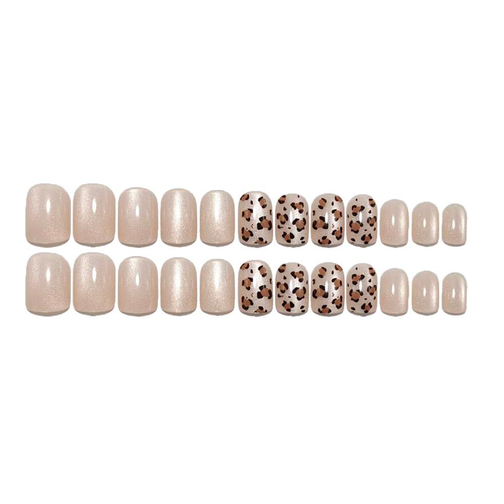Autumn And Winter Cat-eye Leopard Print Manicure, Wearable Nail Patches, Whitening Finished Nail Art Patches, Removable Nail Art Patches, Fake Nails