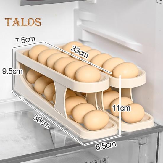 Самокатящийся держатель для яиц, двухслойный, с нескользящим дном, пищевой кухонный шкаф, кладовая, холодильник, органайзер для хранения яиц