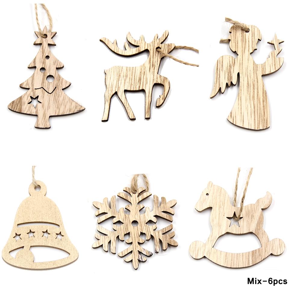 Creative Wooden Christmas Tree Ornaments Set Holiday Party Decorations Kids Gifts