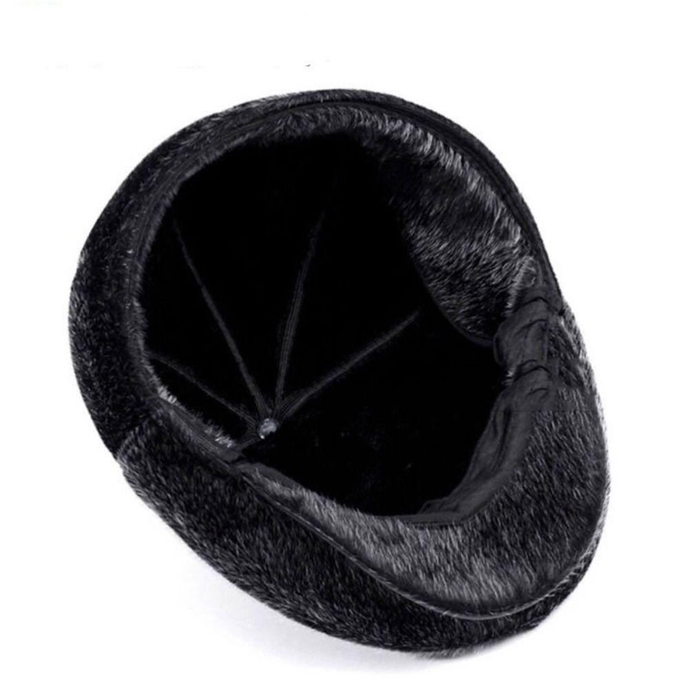 Flat Men Beret Faux Fur British Style Woolen Beret Simple Newsboy Cap  Autumn and Winter