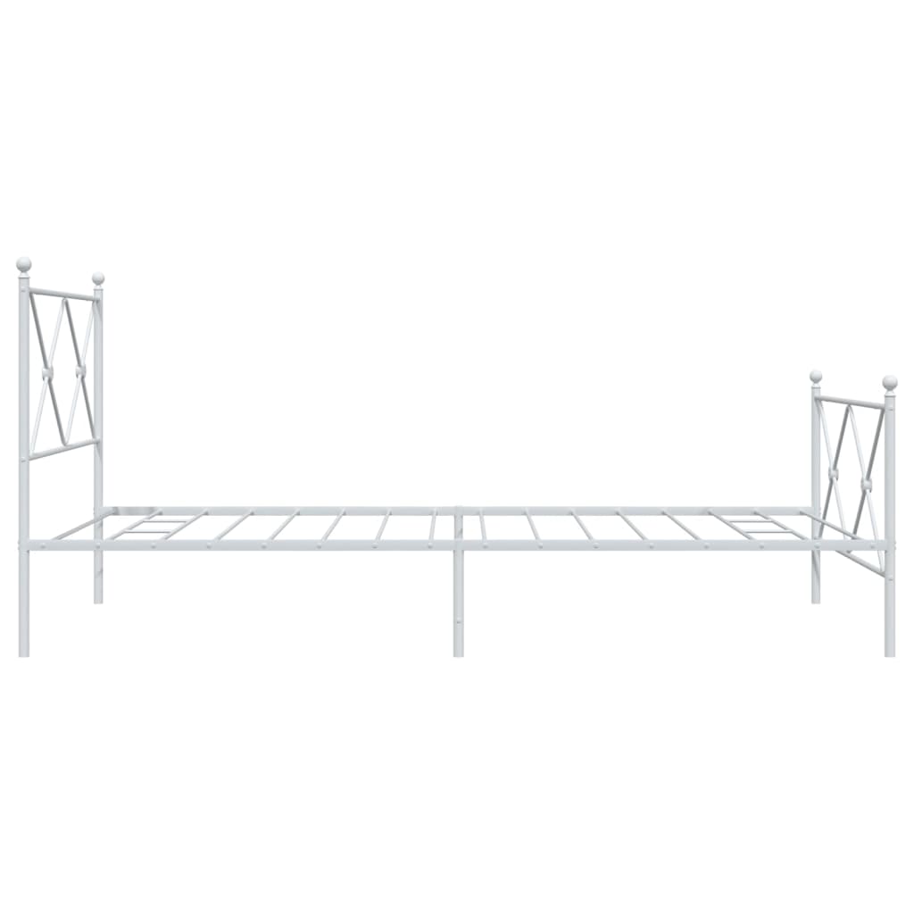 Metal Bed Frame with Headboard and Footboard White 100 x 190 cm