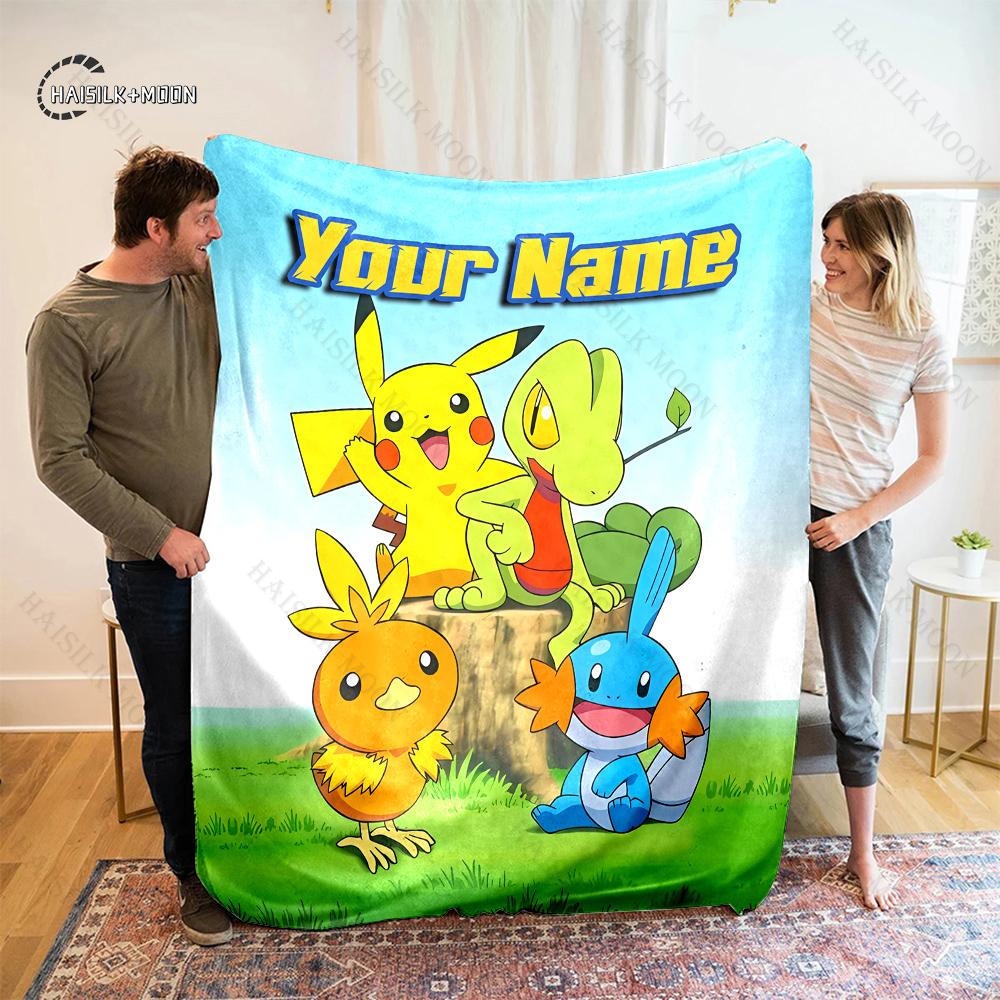 Free Shipping P-Pikachu C-charizard Print Blanket, for Bedroom Living Room Bed Sofa Office Nap Travel Camping Holiday Great Gift