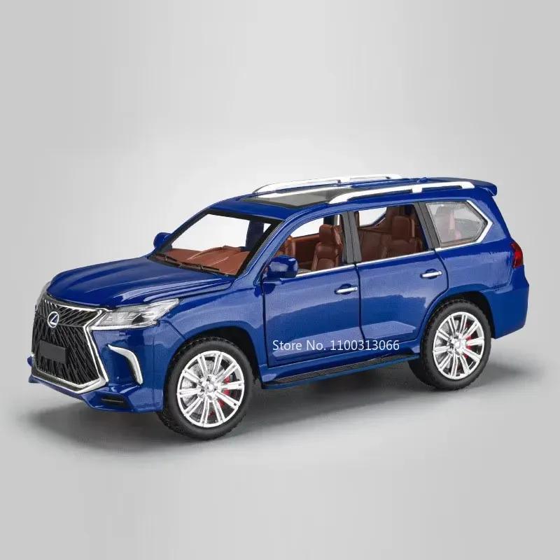 1:24 Металлические Миниатюрные Модели Автомобилей LX570 LX600 6 Дверей Открываются Внедорожник Внедорожник Литая Игрушка Игрушки со Световым и Музыкальным Сопровождением для Мальчиков Праздничные Подарки