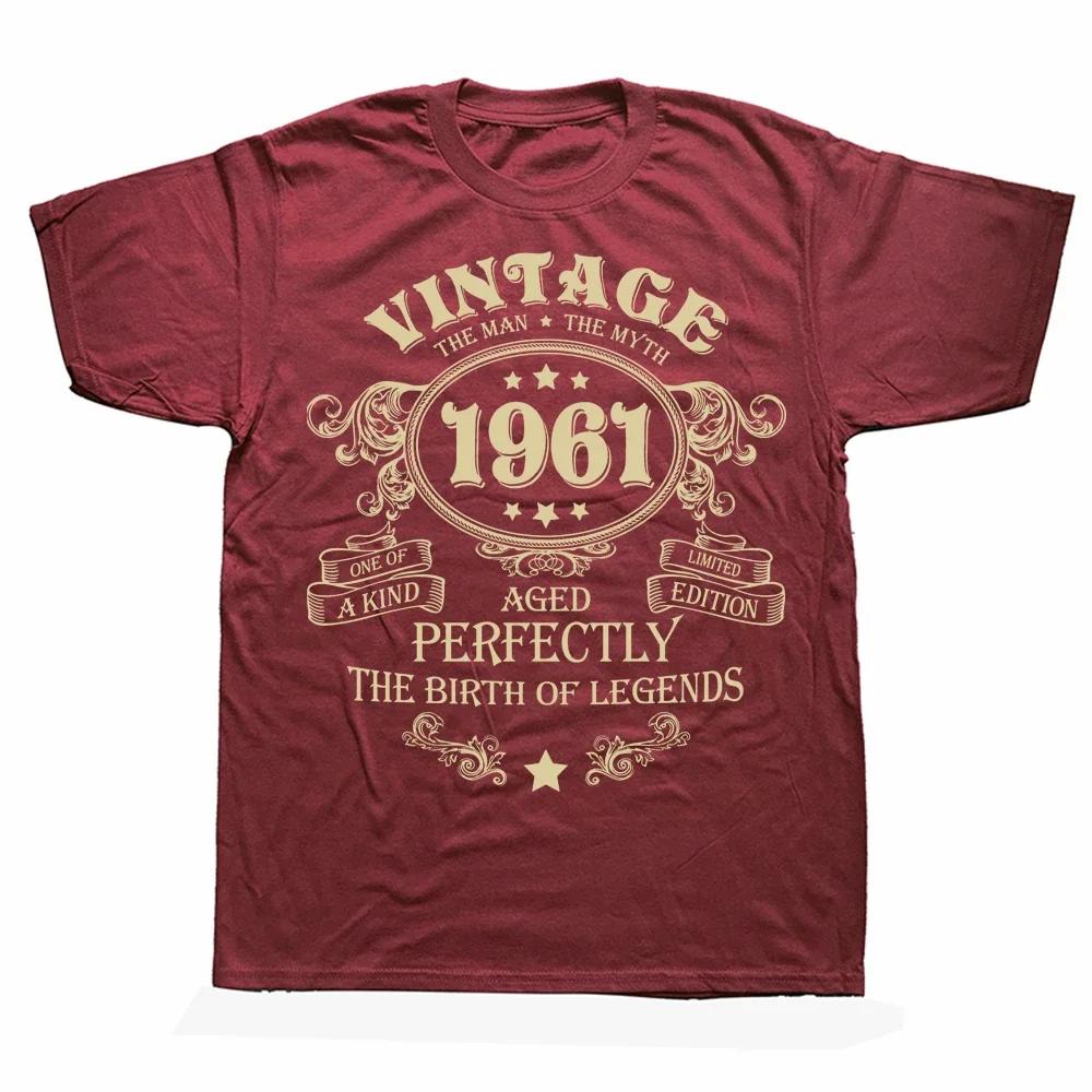 Vintage 1961 The Man The Myth The Birth of Legends T Shirts Graphic Cotton Streetwear Short Sleeve Birthday Gifts Summer T-shirt