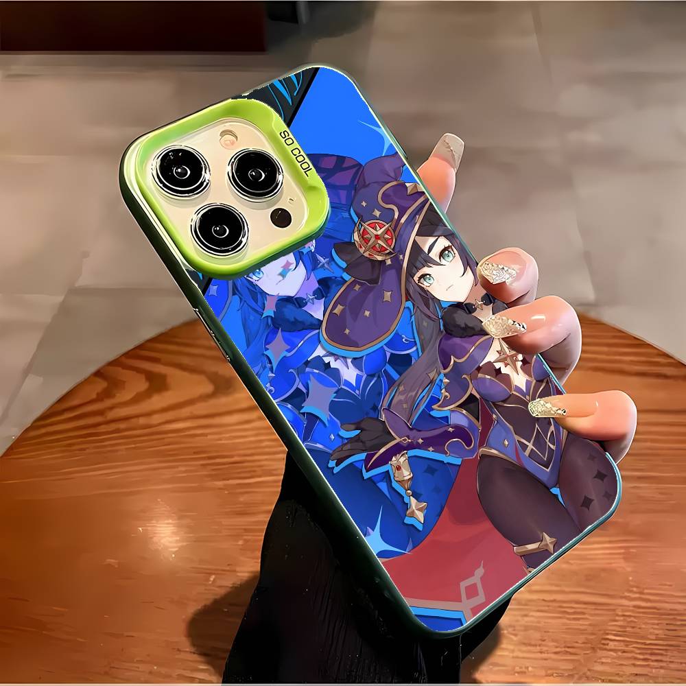 Чехол для телефона Mona Genshin Impact Для IPhone 17 16 15 14 13 12 11 Plus Pro Max Многоцветный Лазерный Аврора Ударопрочный Funda Чехол