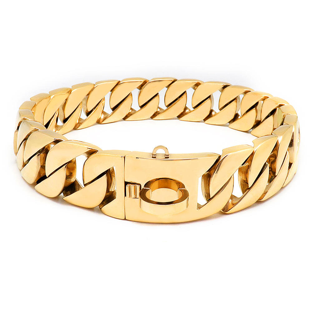 Ошейники для домашних животных из нержавеющей стали шириной 32 мм, ошейник с золотой цепью для больших собак, тяжелый, прочный, устойчивый к жеванию