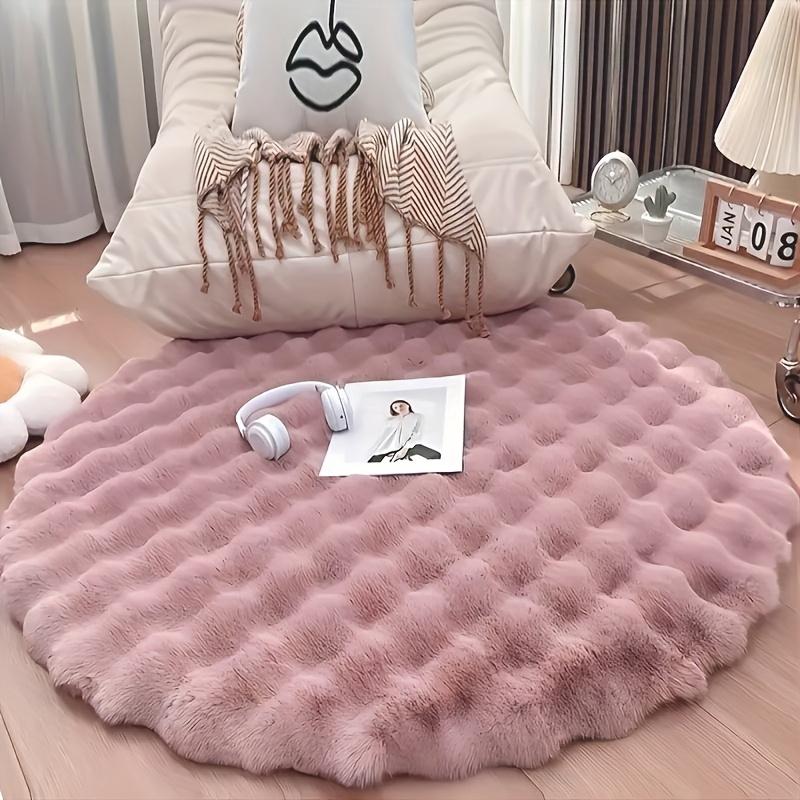 Круглые искусственные ковры из кроличьего меха, ковры из пузырчатого бархата для спальни, для зимы, плюшевые декоративные коврики для гостиной