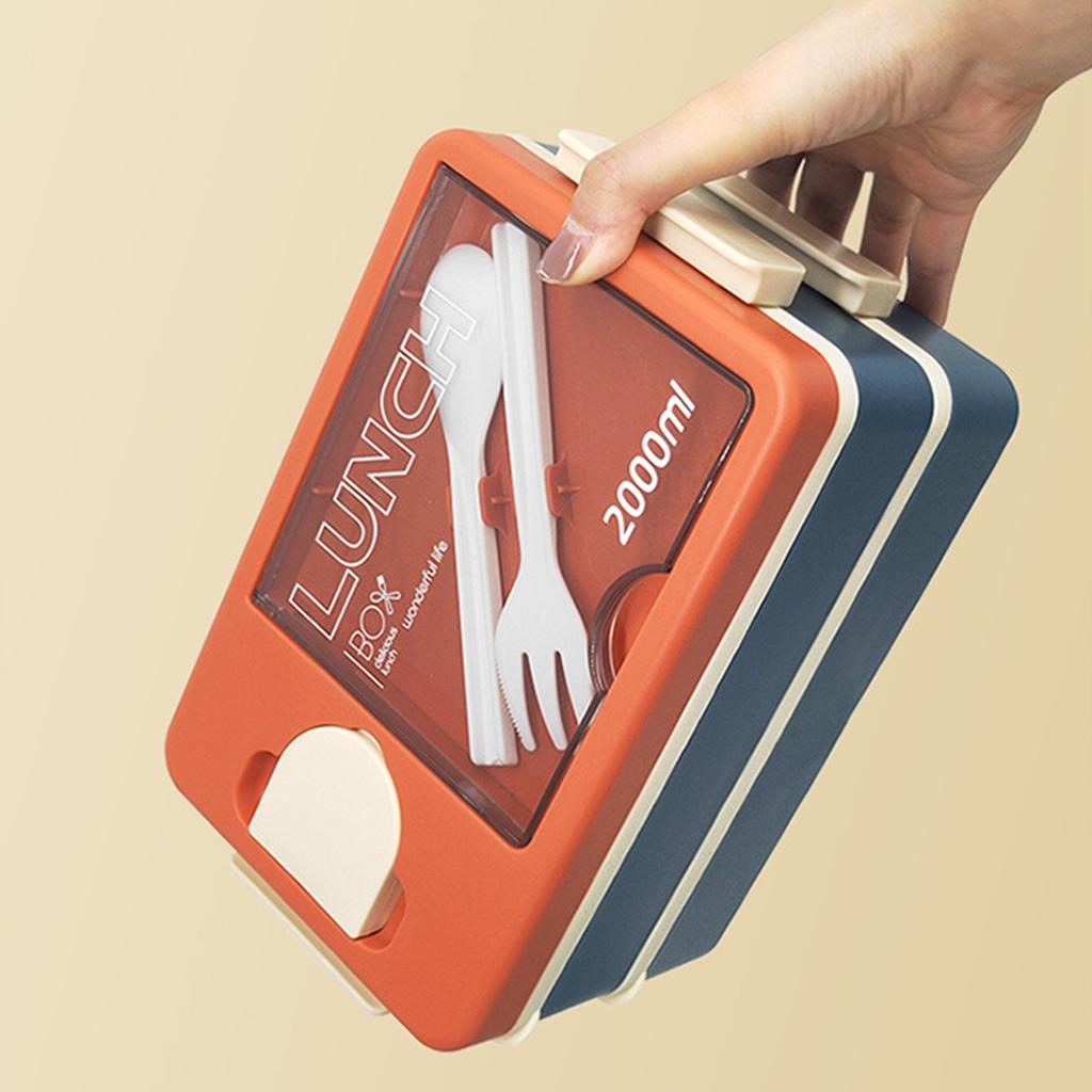 Double-layer Student Lunch Box With Seasoning Box  Worker Microwave Heating Lunch Box Student Special Compartment Lunch Box