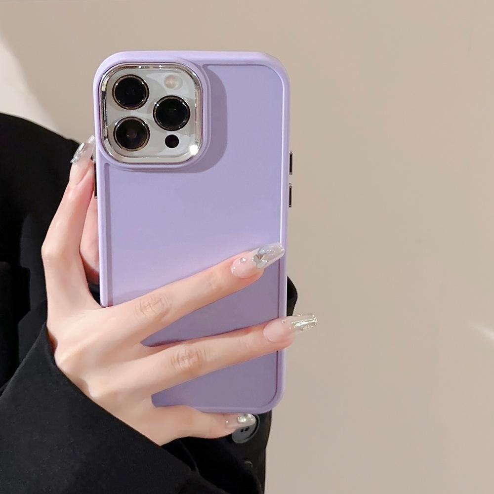 Electroplated Lens for IPhone16 for 17promax for Apple Phone Case 14 Silicone 11 Simple Solid Color