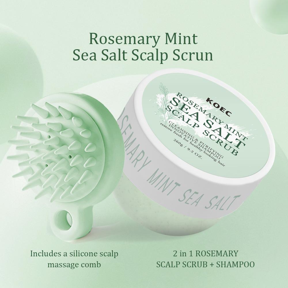 KOEC Sea Salt Scalp Scrub 260g with Comb, Deep Cleanse Volumizing Scalp Scrubber