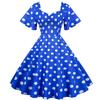 2021 Retro Polka Dot Print Swing Dress with Belt - Casual & Slim Fit