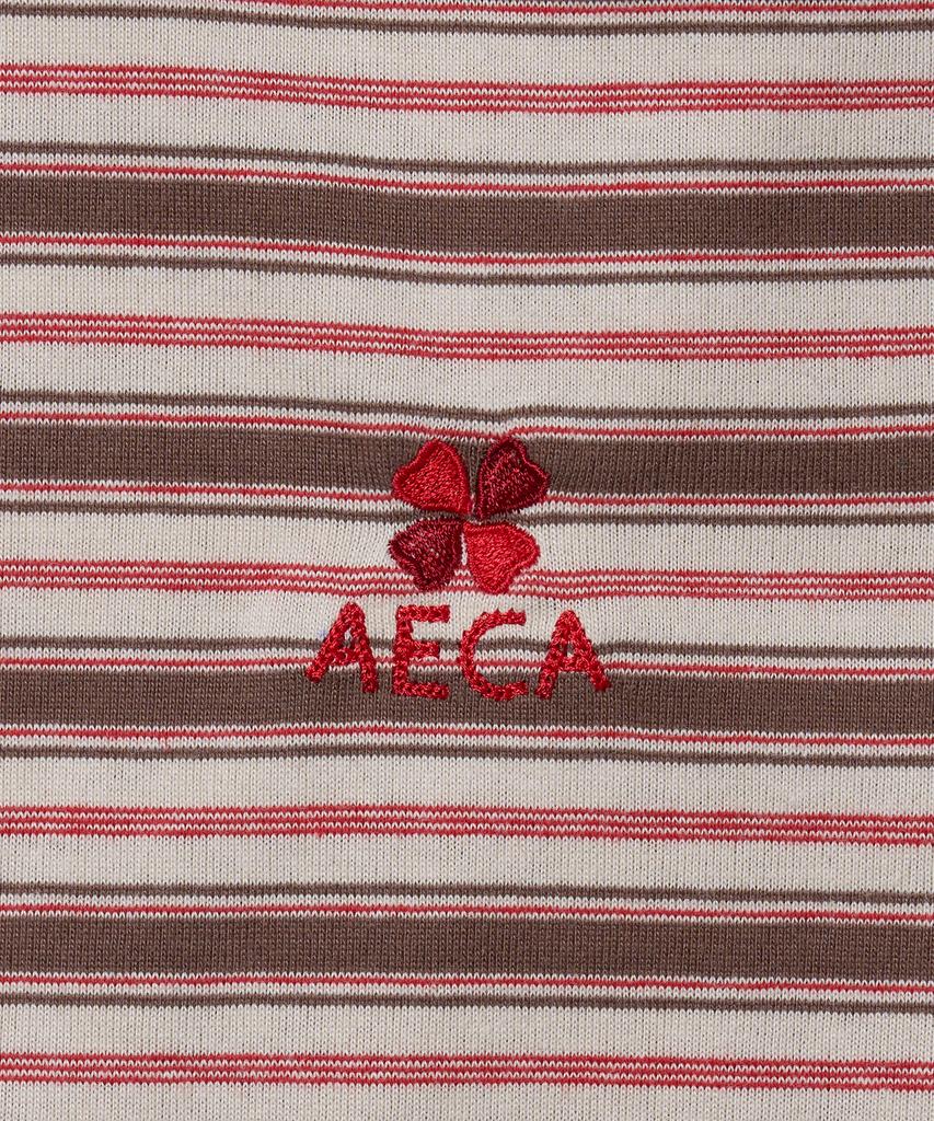 AECA Футболка в полоску с коротким рукавом - Коричневый