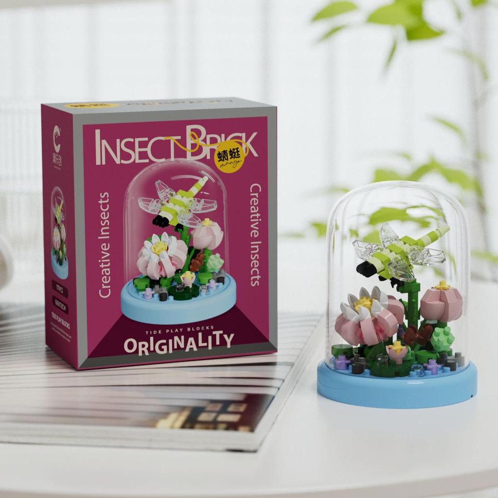 Серия «Насекомые приграничья»: Совместимый с Лего Сборный игрушечный бонсай с цветами для детей