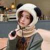 Осенне-зимняя шапка женская милая шапка шарф интегрированный зимняя теплая утолщенная бархатная шапка с ушками