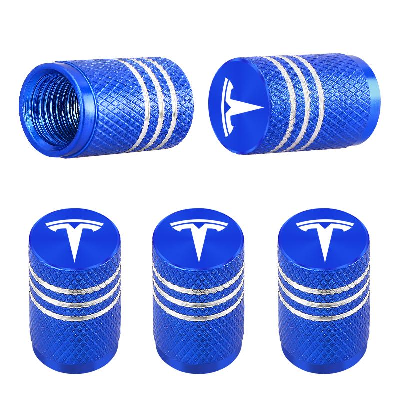 ZMPBD1 4Pcs Car Tire Valve Stems Cap Aluminum Tire Wheel Stem Air Valve Cap For Tesla model 3 model X Y S Roadster