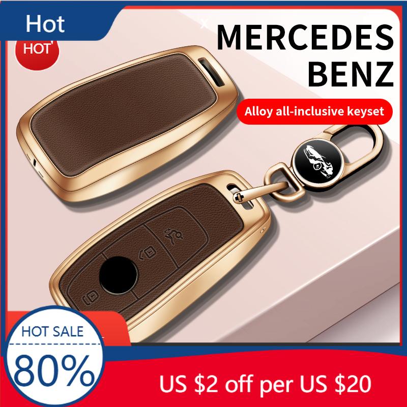 lkurz6 2026 Hot Car Sticker Suitable for Mercedes-Benz A-class B-class C-class E-class GLC car key cover E300 C200 high-end alloy leath